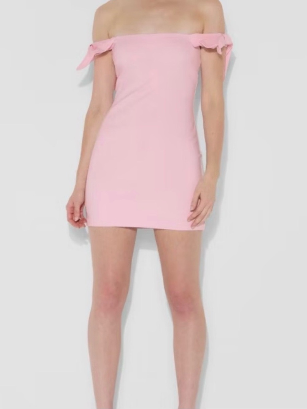 Off-Shoulder Pink Bodycon Mini Dress